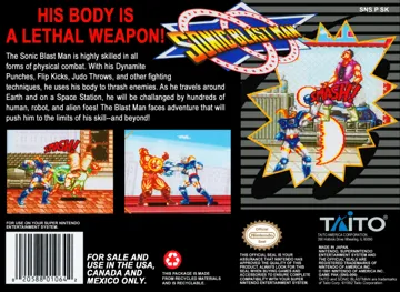 Sonic Blast Man (USA) box cover back